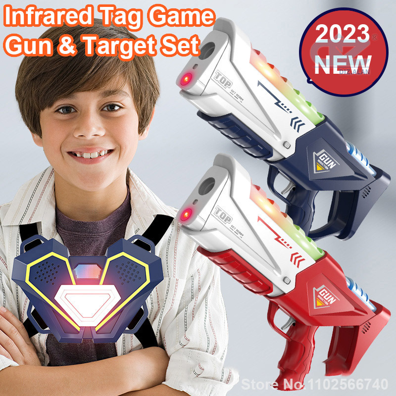 Laser Tag Set Kids - 35CM赤外線タグトイガン 子供用レーザータグバトルゲームセット ベスト付き 子供用電動玩具 ピストル ライフル