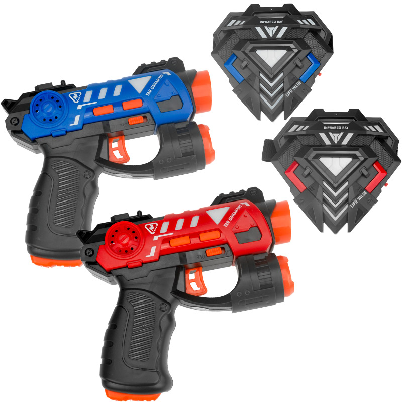 Laser Tag Set Kids - 子供用赤外線バトルガンセット 電動おもちゃ銃 レーザータグインタラクティブシューティングゲーム ターゲット付き キッズピストル 男の子向け