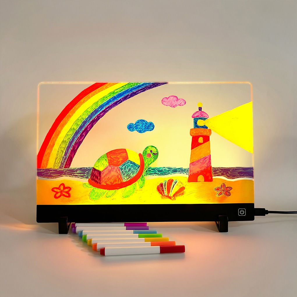 Kids Toys Drawing - 子供用お絵かきボード 再利用可能なLCDタブレット 消せるライトアップ落書きパッド 子供向け楽しい教育玩具 メニューボード