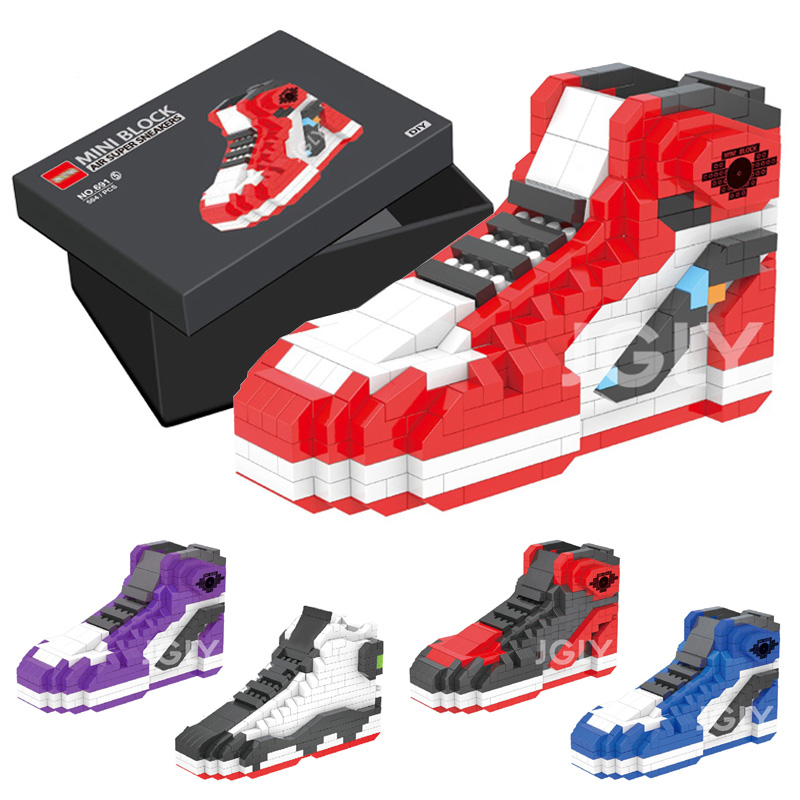 Kids Toys Packaging - DIY ミニビルディングブロック男の子スポーツバスケットボールシューズスニーカーモデルアニメ建物レンガのおもちゃアセンブリブロックおもちゃキッズギフト