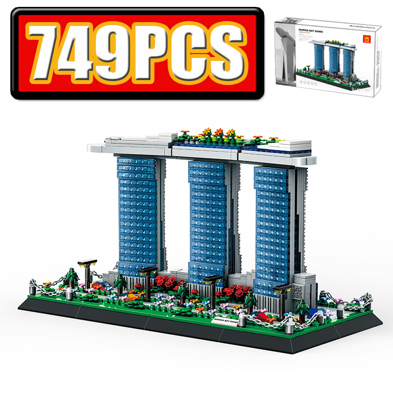 Kids Toys Singapore - 1154ピース 4217 マリーナベイサンズ シンガポール 世界的に有名な建物 組み立て教育用ビルディングブロック