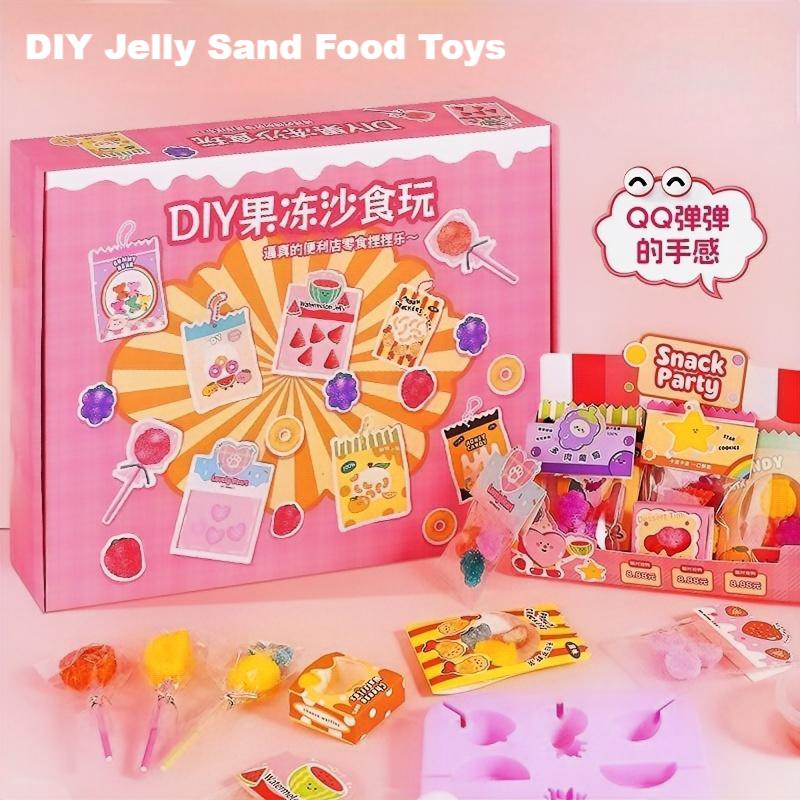 Play Kitchen Set - DIYミニチュアフードおもちゃセット DIYゼリーサンドフードおもちゃ キッチンごっこ遊びセット クリスマスプレゼント 子供向け 自分で食べ物を作る