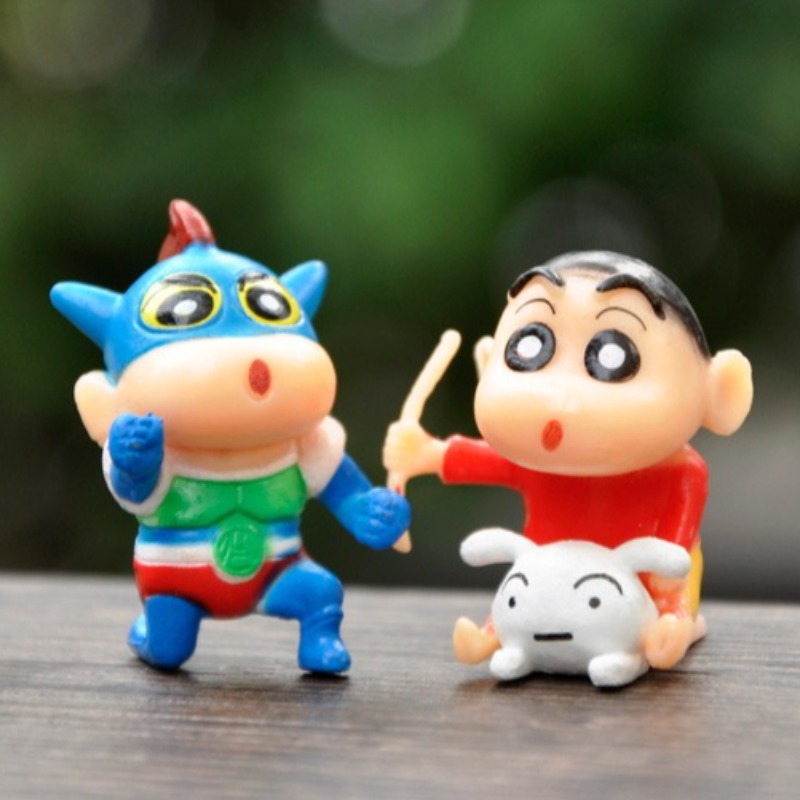 Kids Toys Set - 新スタイルミニクレヨンしんちゃんサイヤ人アニメフィギュア漫画コレクタブルモデルかわいい子供向けおもちゃ誕生日プレゼント8個セット