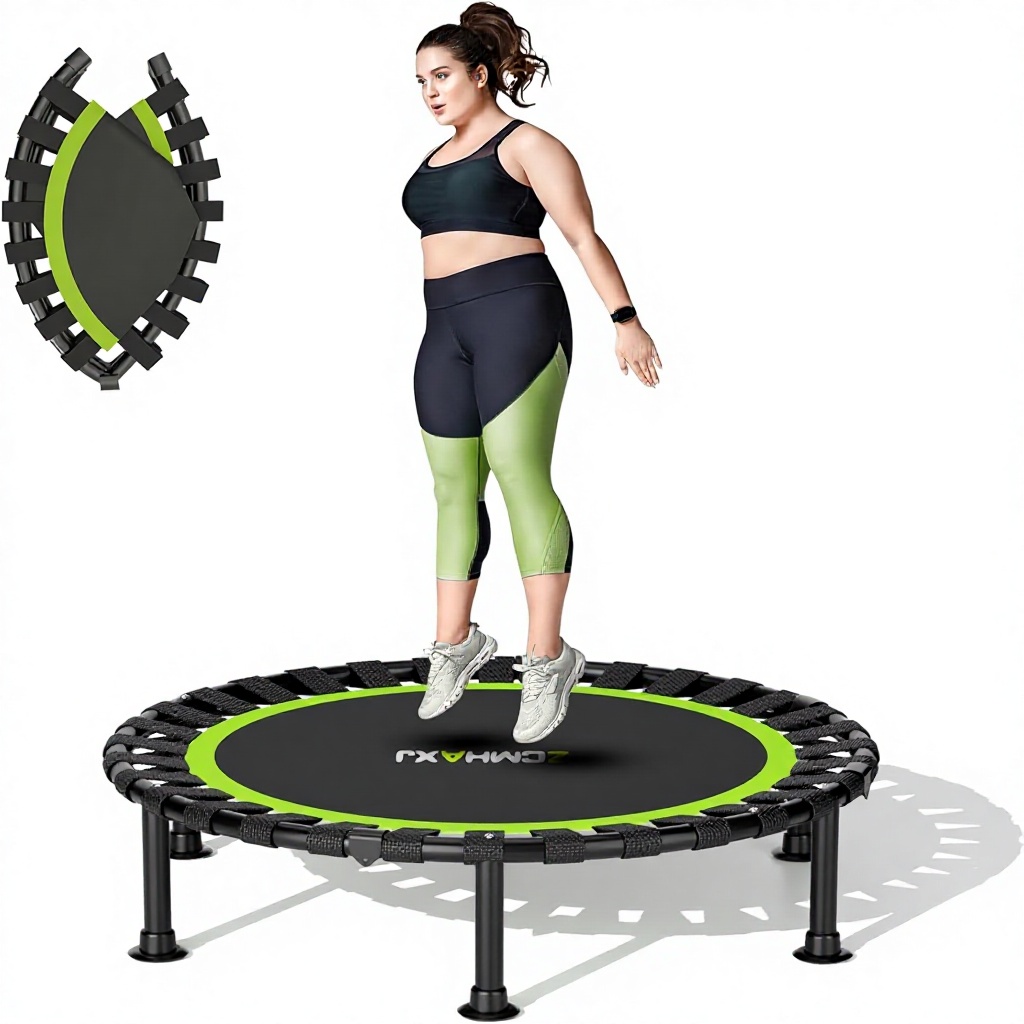 Trampoline Mini Indoor - 折りたたみ式ミニトランポリン 40インチ ポリプロピレンPP保護ネット 大人子供兼用 耐荷重440ポンド 室内フィットネス