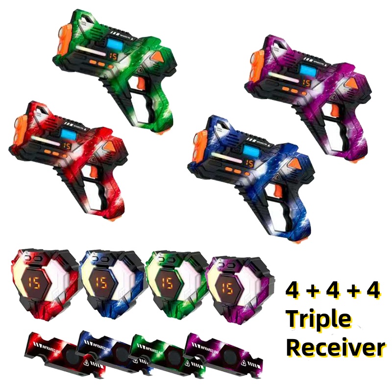 Laser Tag Set Kids - CSTAG 4x4x4レーザータグガンセット 3センサー搭載 おもちゃ 子供向けギフト 電動赤外線ピストルガン