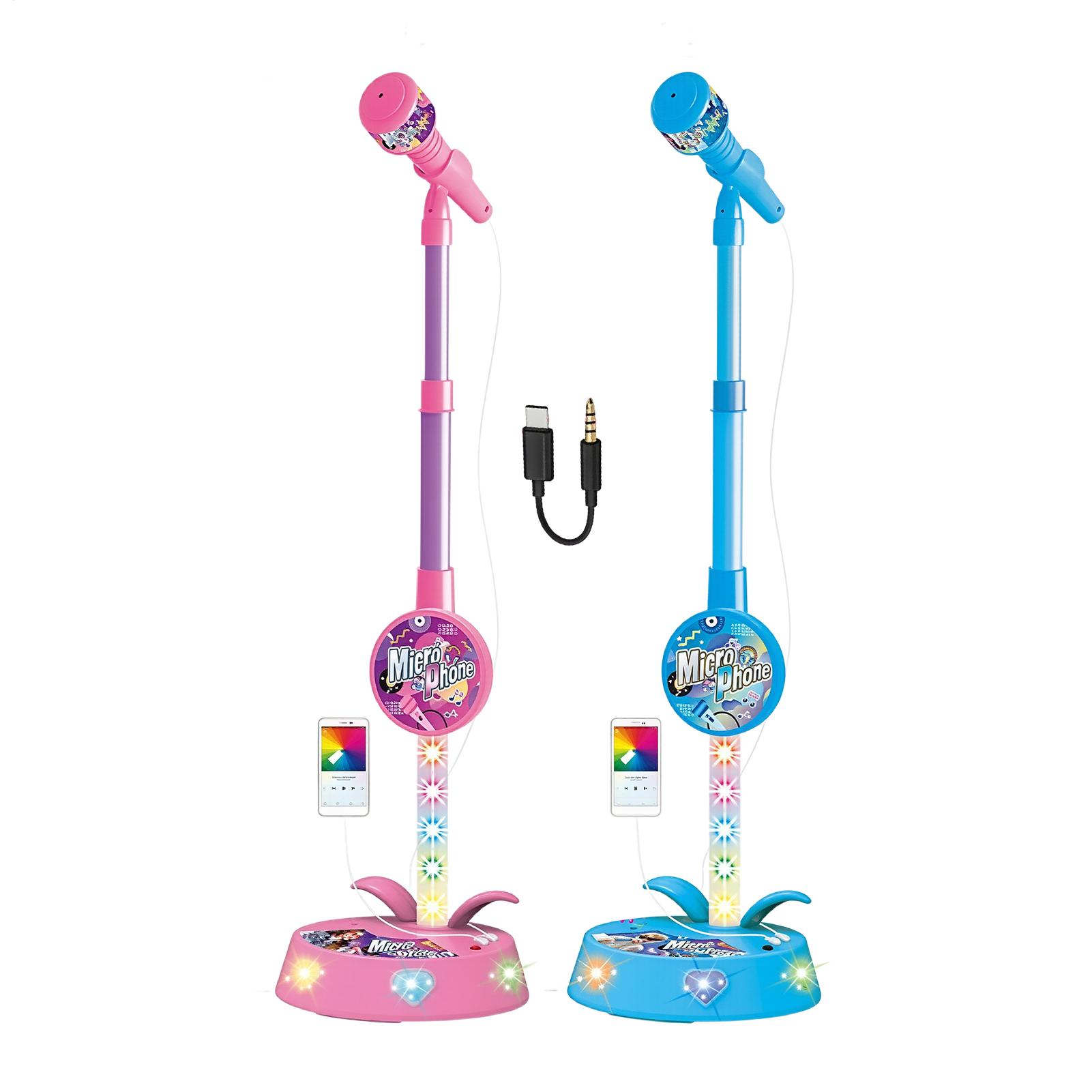 Kids Microphone Karaoke - 子供用マイク スタンド付き ワイヤレス 高さ調節可能 ポータブル おもちゃ