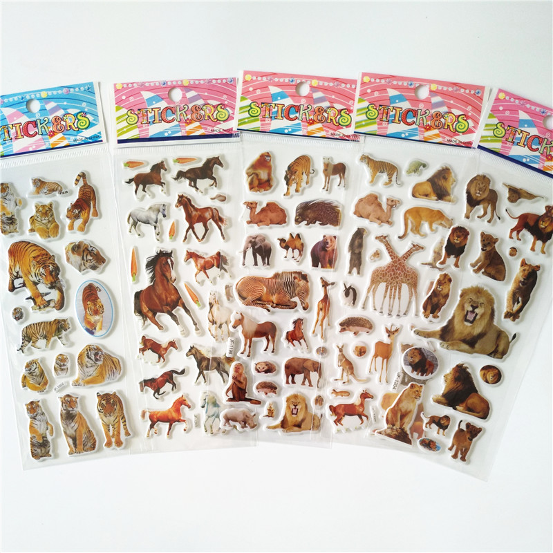Kids Toys Elephant - 6 個野生動物スタイルステッカークラシックおもちゃスクラップブック認知パンダクマ象ライオンタイガーステッカー子供のギフト用