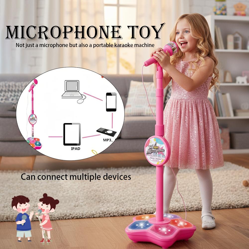 Kids Microphone Karaoke - 子供用マイクスタンド付きカラオケ歌楽器おもちゃ脳トレ教育玩具誕生日プレゼント女の子男の子向け