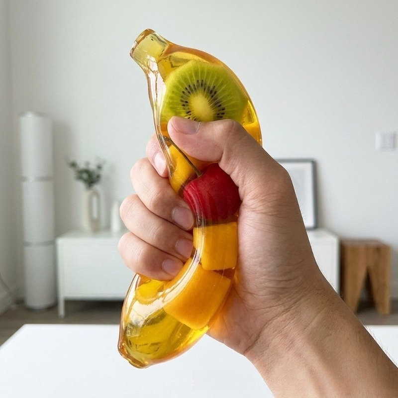 Sensory Fidget Toys - フルーツバナナゼリースクイッシーおもちゃ ストレスボール フィジェットトイ ビッグスラッシーバナナスクイッシーおもちゃ スクイーズボール ASMR