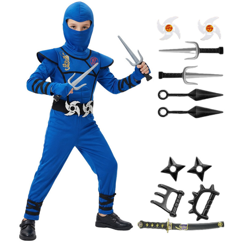 子供用黒と青の忍者コスチューム ハロウィンコスプレパーティー - Kids Toys Boys のレビューと価格