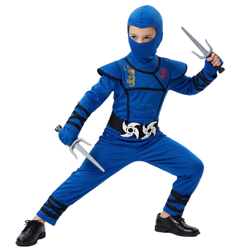 子供用黒と青の忍者コスチューム ハロウィンコスプレパーティー - Kids Toys Boys のレビューと価格