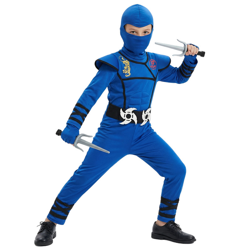 子供用黒と青の忍者コスチューム ハロウィンコスプレパーティー - Kids Toys Boys のレビューと価格