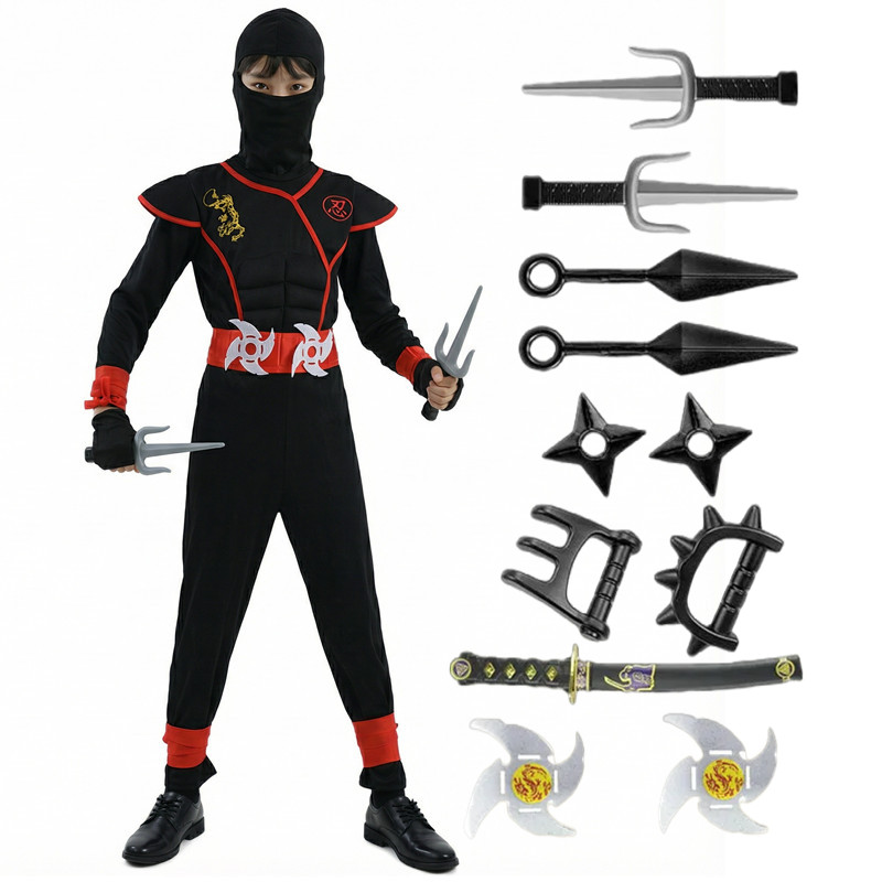 子供用黒と青の忍者コスチューム ハロウィンコスプレパーティー - Kids Toys Boys のレビューと価格