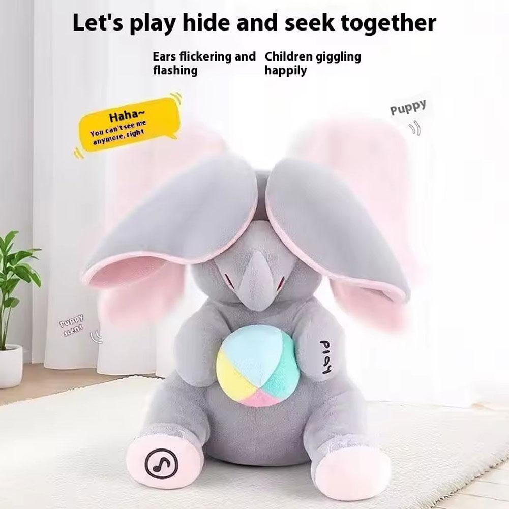 面白いかくれんぼ象のぬいぐるみ、耳を振って陽気な歌を歌う、象 - Kids Toys Elephant のレビューと価格