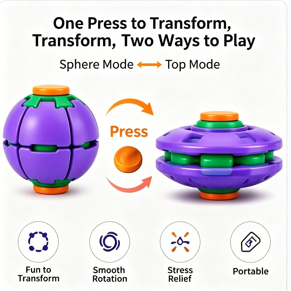 変形フィジェットスピナーボール プレスして回転 ストレス解消 - Sensory Fidget Toys のレビューと価格