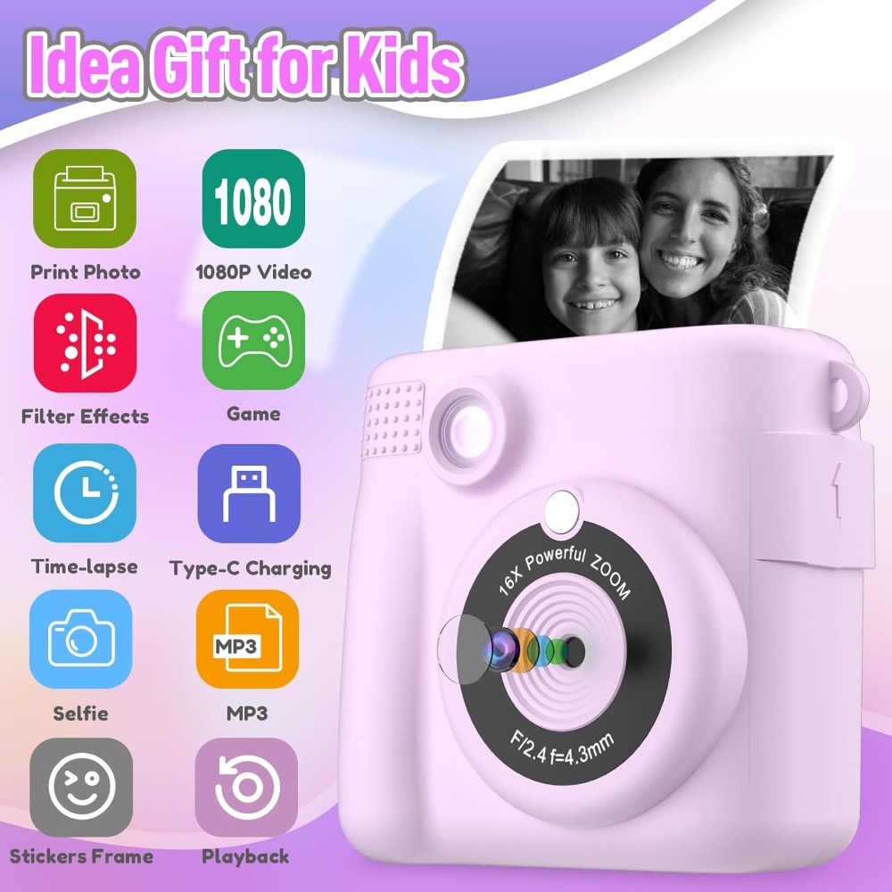 子供用インスタントプリントカメラ、HDデジタルビデオカメラ、 - Kids Toys Drawing のレビューと価格