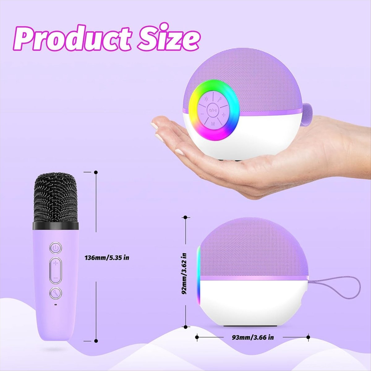 DTC5 ミニカラオケマシン、マイク2本付き、LEDライト付 - Kids Microphone Karaoke のレビューと価格