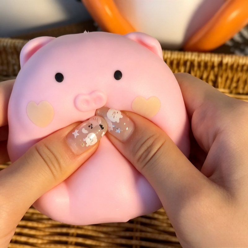 カリカリピンクの豚のスクイーズボール、手作り、愛らしい豚、ゆ - Sensory Fidget Toys のレビューと価格