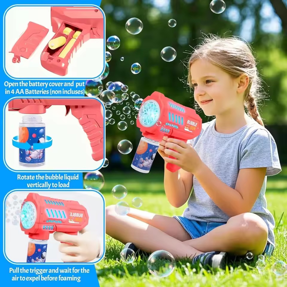 自動バブルマシン、多穴バブルブロワー、バブル液付き、子供用屋 - Kids Toys Packaging のレビューと価格