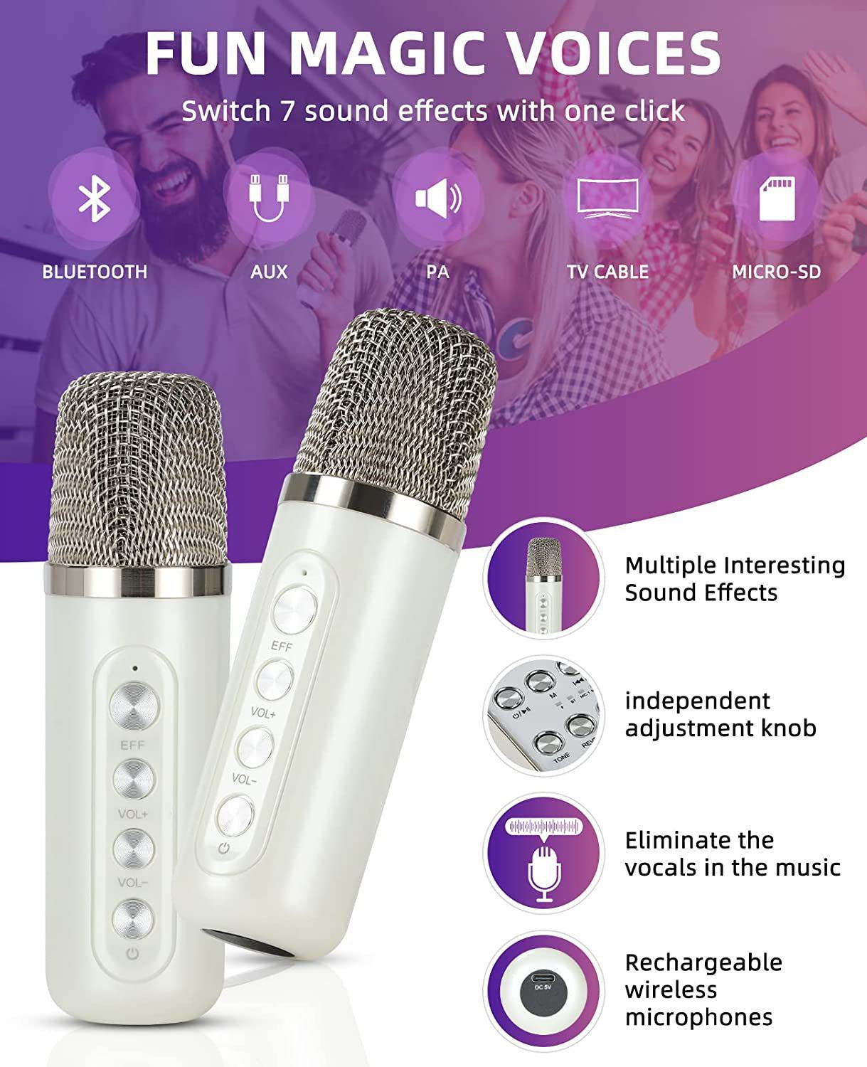 KTVステレオカラオケマシン ポータブルBluetoothカ - Kids Microphone Karaoke のレビューと価格